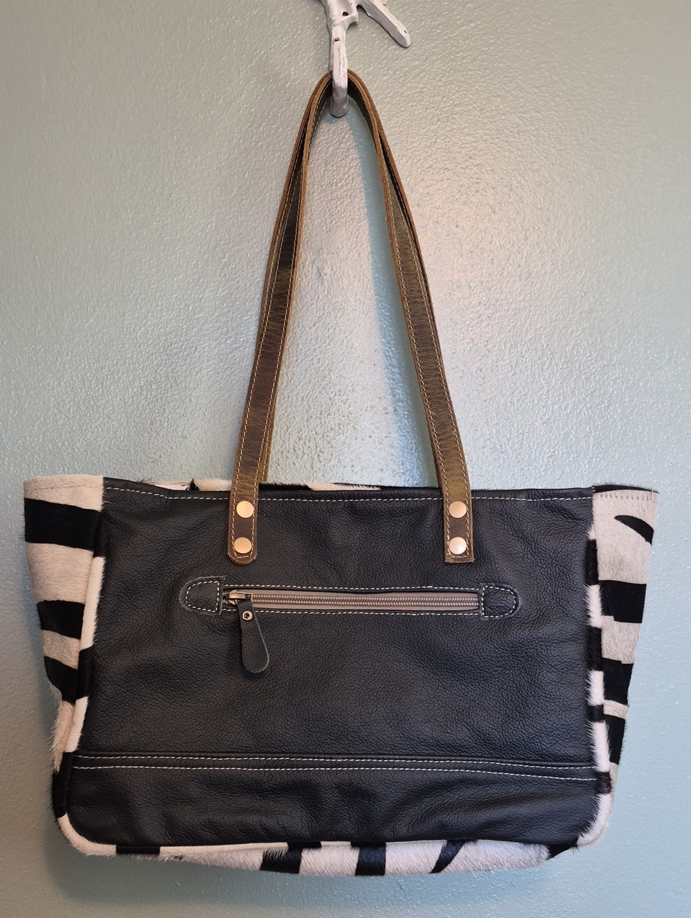 Myra Bag Zebra Print Leather Shoulder Bag - Picture 5 of 7
